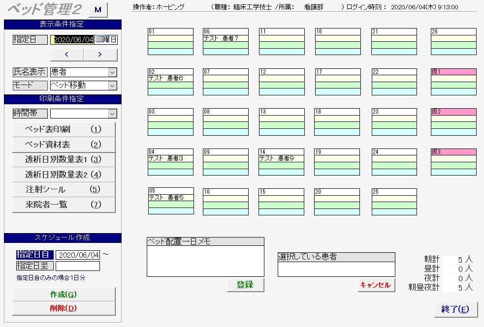 ベッド管理